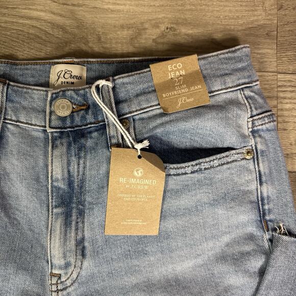J. Crew Slim Boyfriend Jean Distressed Frayed Hem Light Wash Jeans sz 27 - Picture 4 of 9